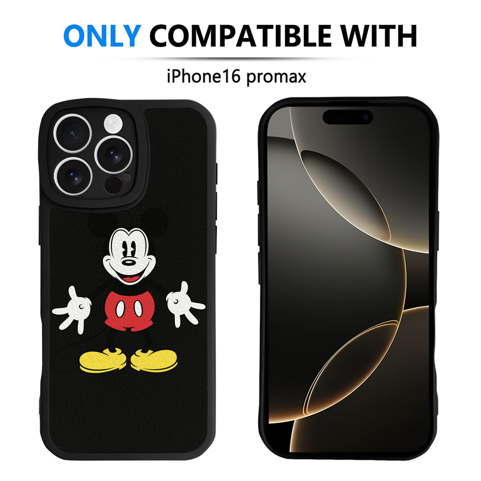 （画像用） ミッキーマウス Mickey Mouse 【iPhone 16シリーズ対応】シリコンスマホケース（レザー調） 材質：シリコン